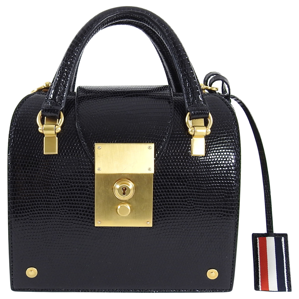 Thom Browne Black Lizard Mini Mrs. Thom Jr. Bag