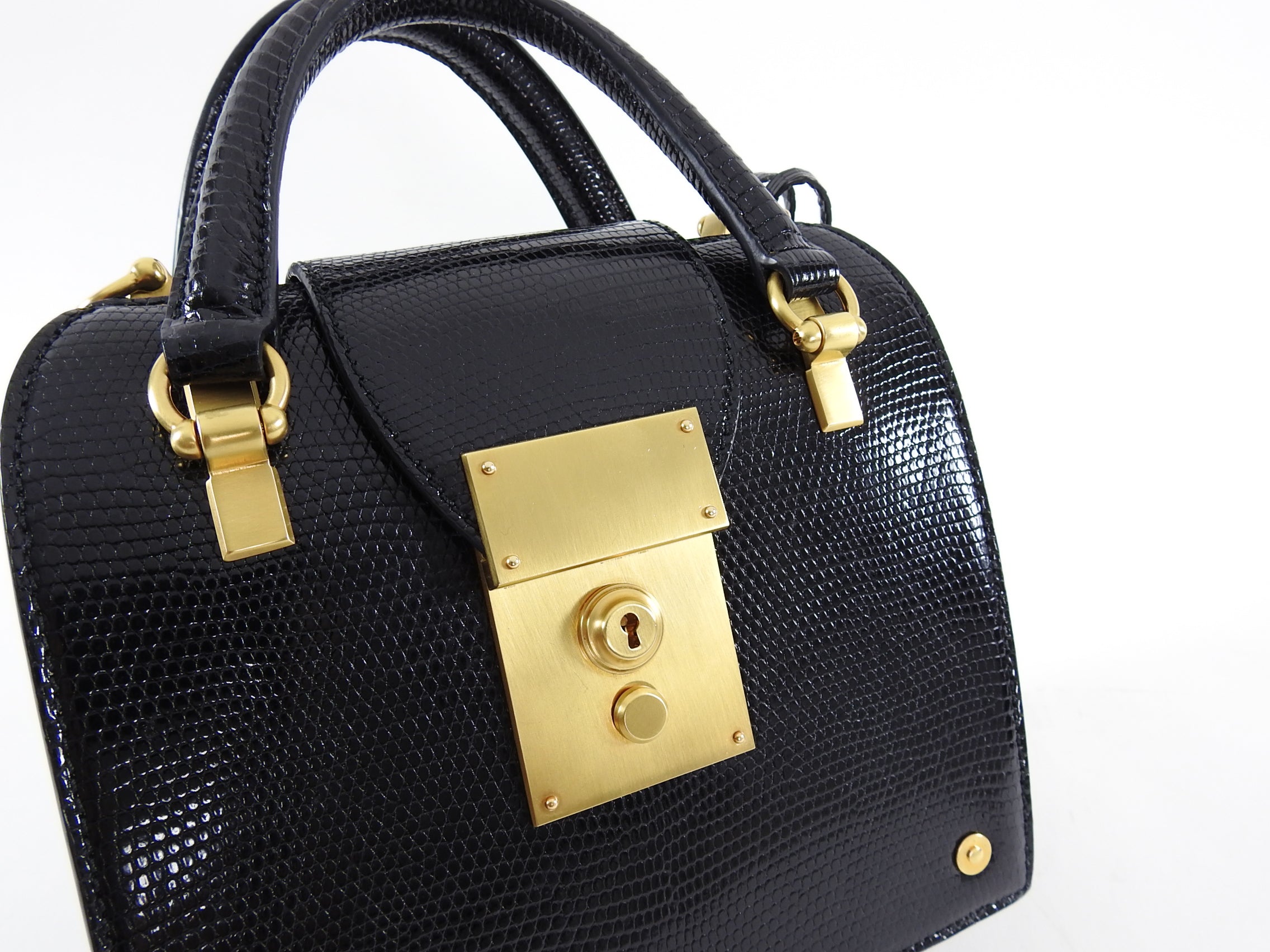 Thom Browne Black Lizard Mini Mrs. Thom Jr. Bag