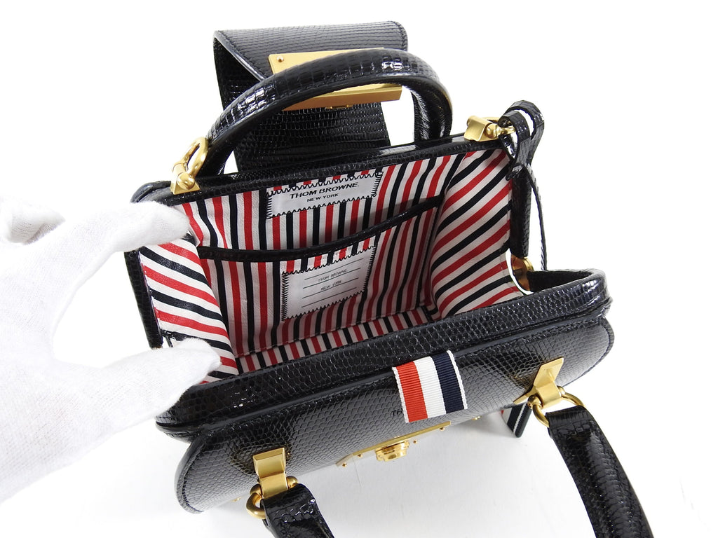 Thom Browne Black Lizard Mini Mrs. Thom Jr. Bag