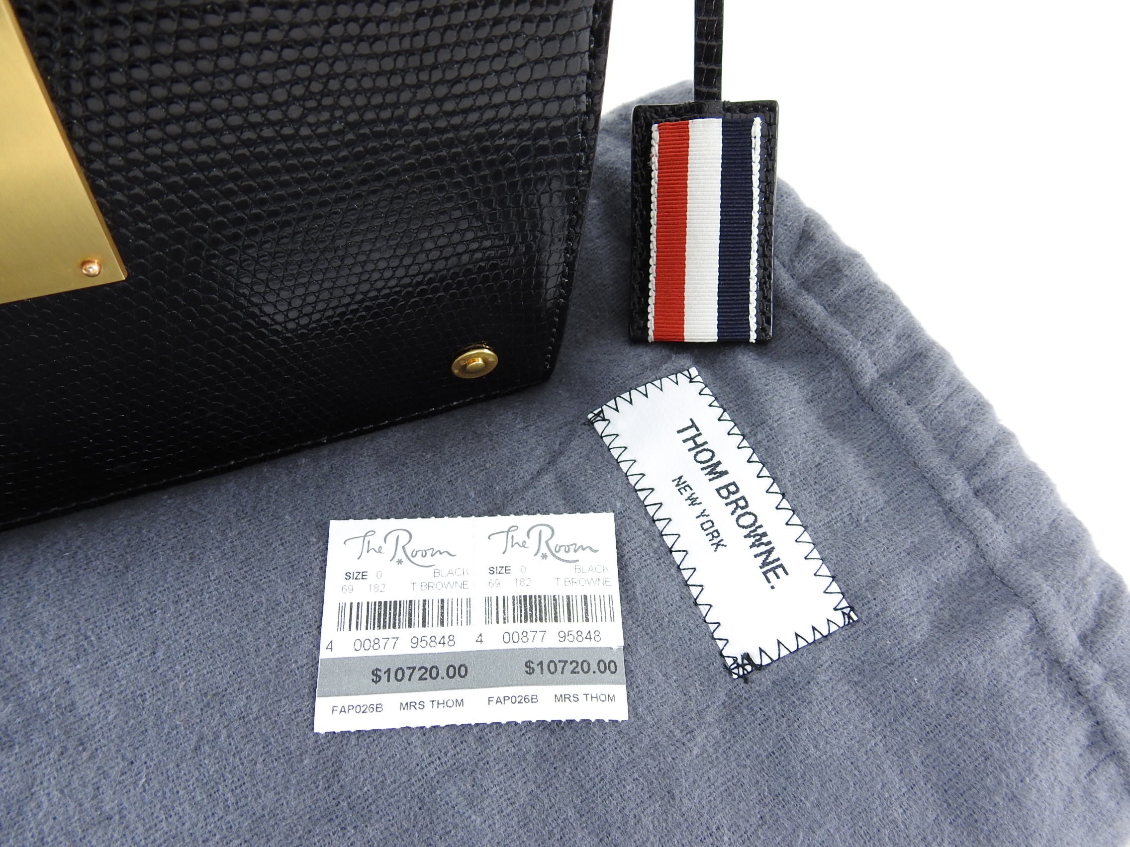 Thom Browne Black Lizard Mini Mrs. Thom Jr. Bag