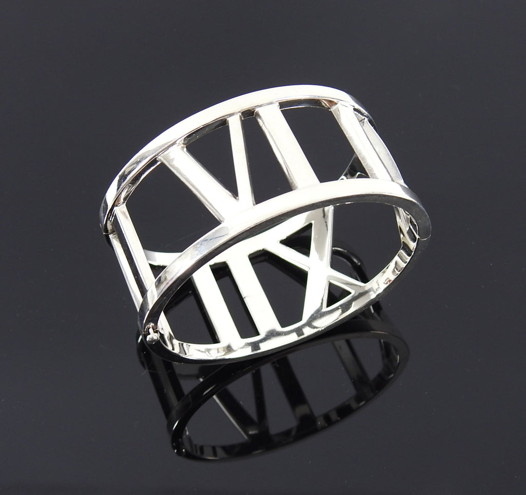 Tiffany and Co. Vintage 2003 Sterling Silver Wide Atlas Cuff Hinged Bracelet