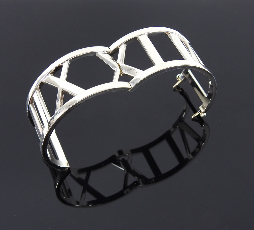 Tiffany and Co. Vintage 2003 Sterling Silver Wide Atlas Cuff Hinged Bracelet