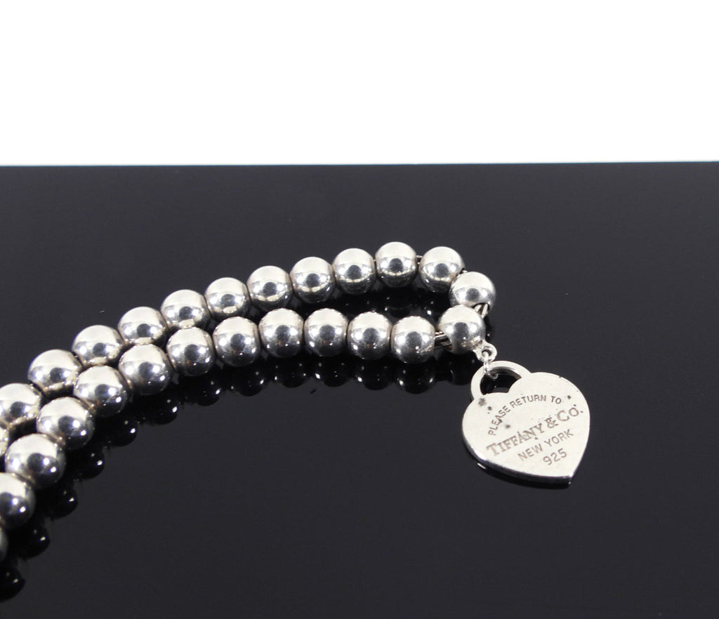 Tiffany Sterling Silver Blue Heart Tag Ball Bracelet