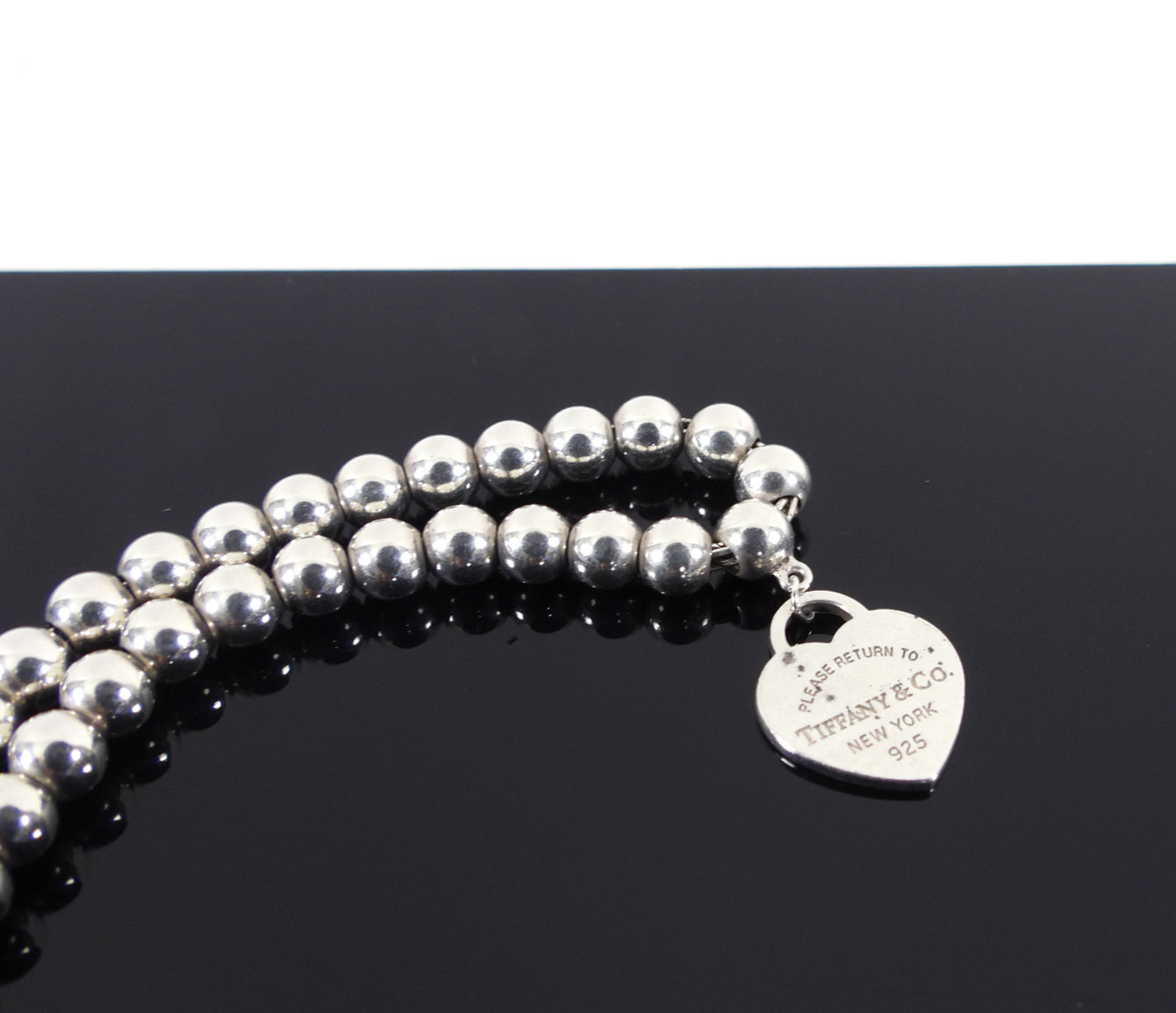 Tiffany Sterling Silver Blue Heart Tag Ball Bracelet