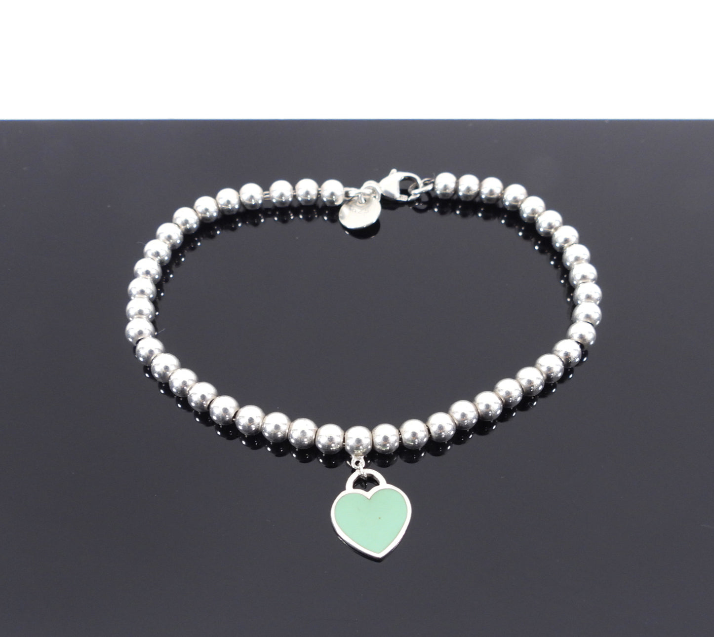 Tiffany Sterling Silver Blue Heart Tag Ball Bracelet