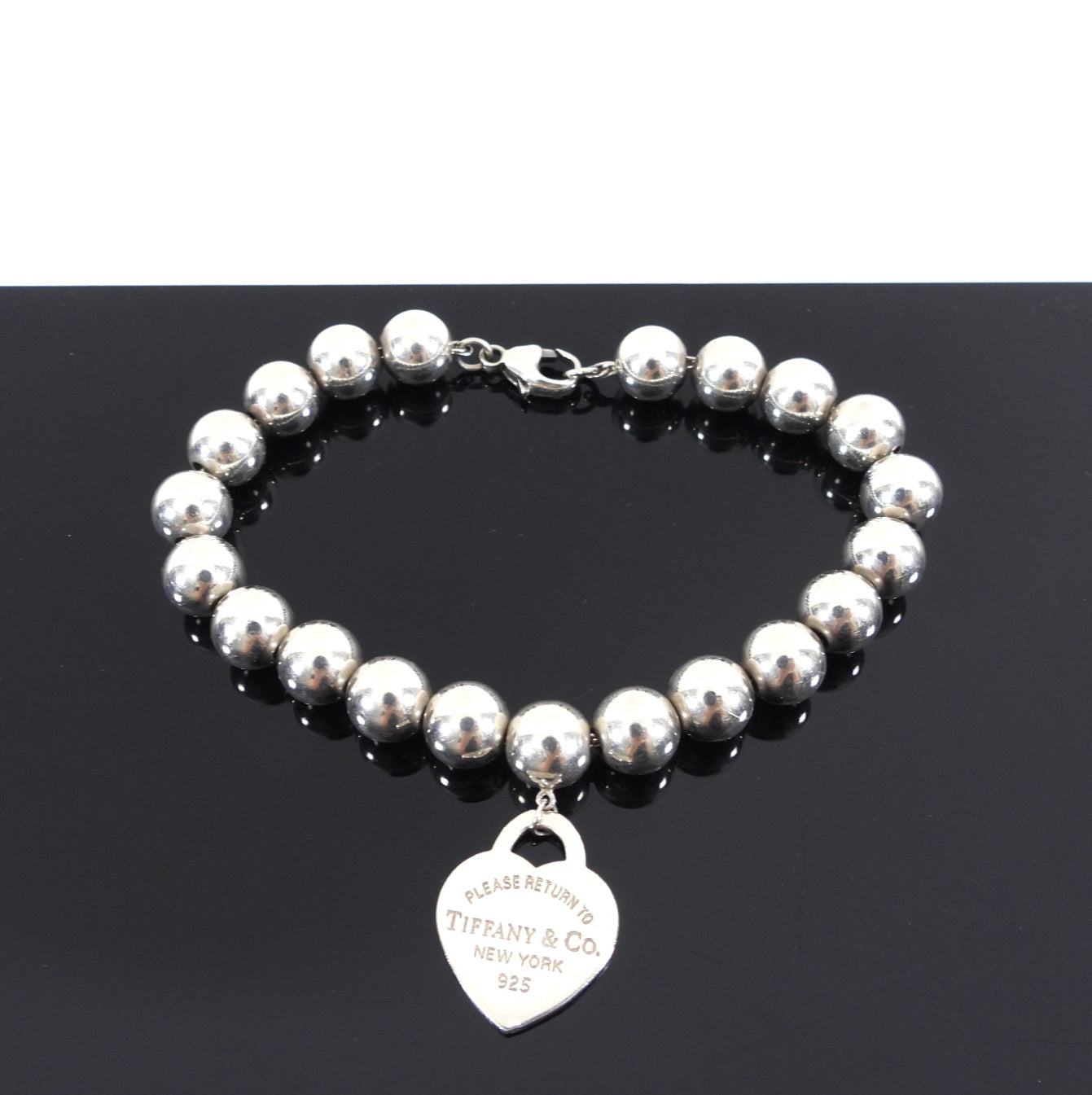 Tiffany & Co.  Sterling Silver Ball Heart Tag Bracelet
