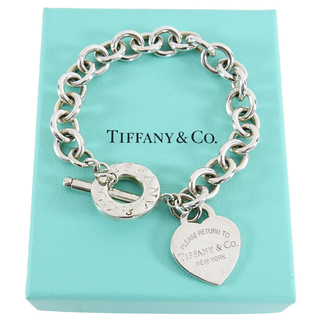 Tiffany and Co. Sterling Silver Heart Toggle Chain Bracelet