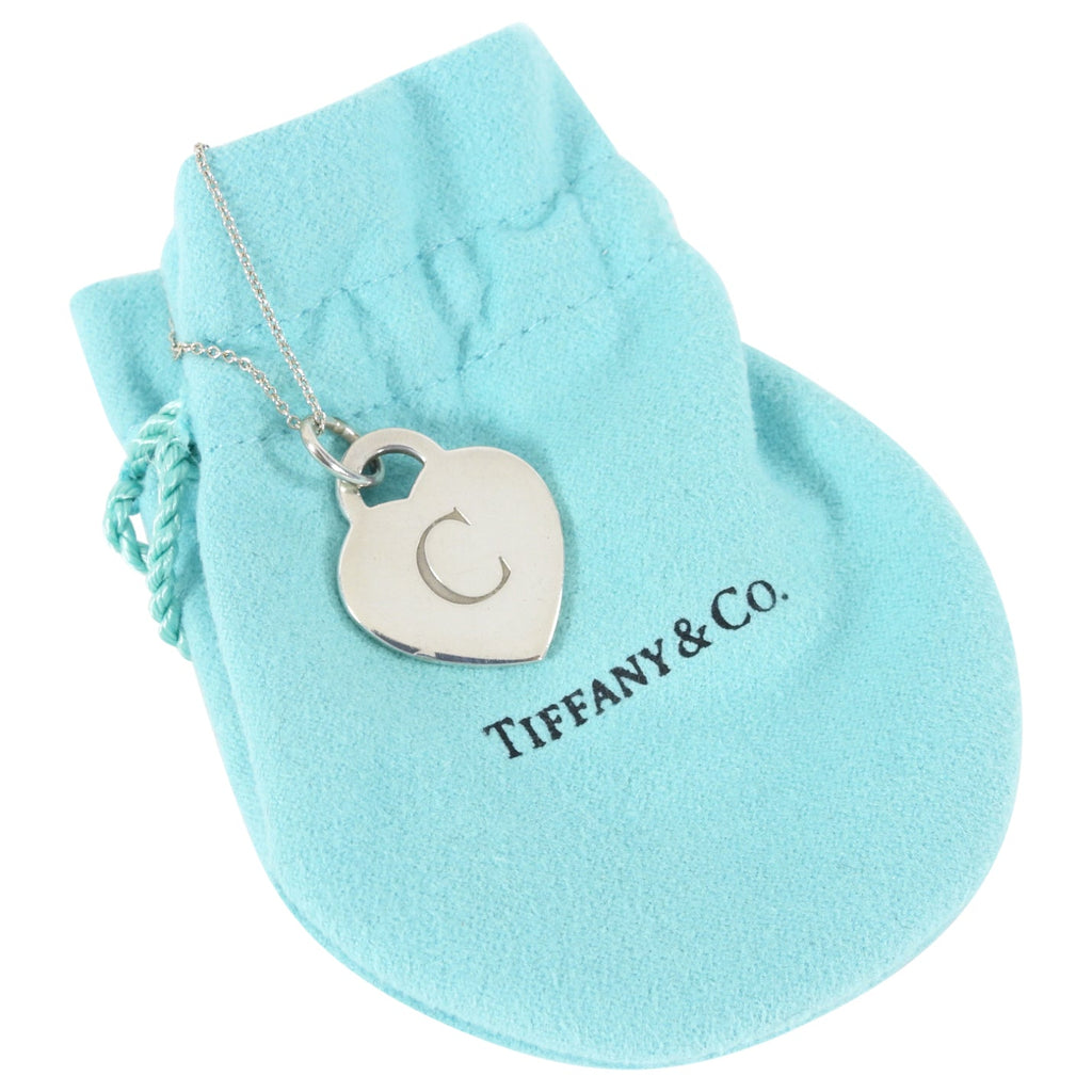 Tiffany & Co. Sterling Silver C Heart Initial Charm Necklace