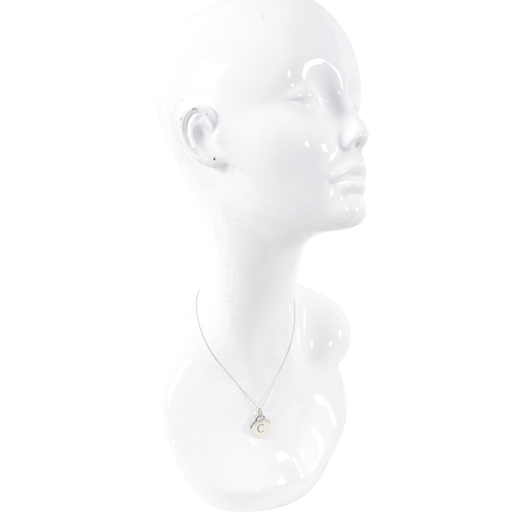 Tiffany & Co. Sterling Silver C Heart Initial Charm Necklace