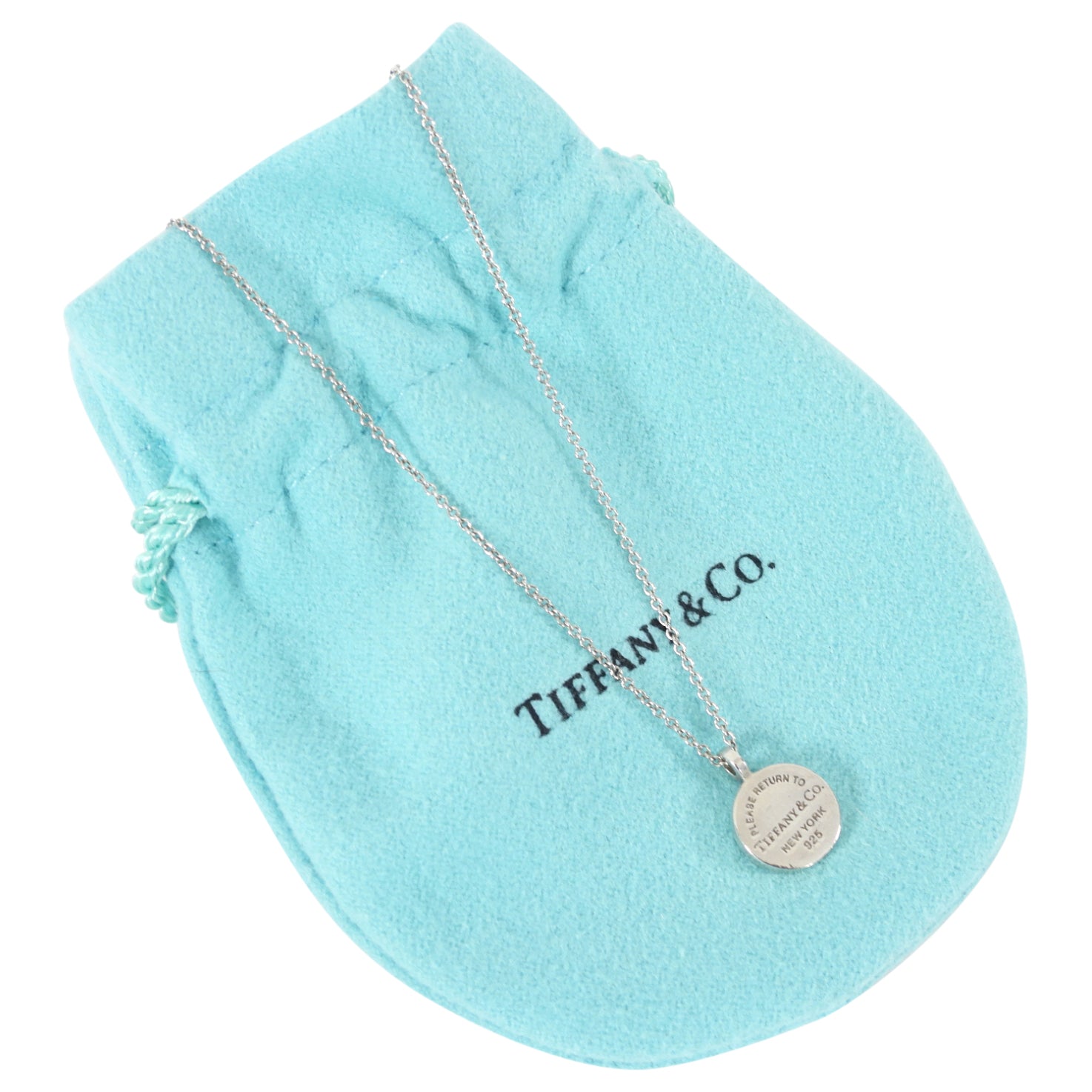 Tiffany & Co. Sterling Silver Logo Tag Charm Necklace