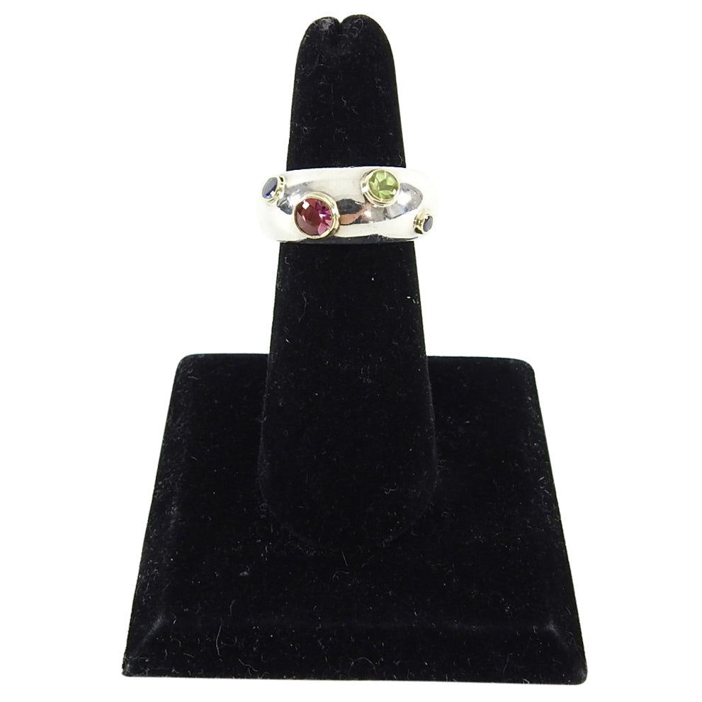 Tiffany & Co. 2001 Vintage Multi Gemstone Sterling Ring - 6.5