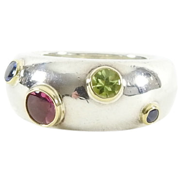 Tiffany & Co. 2001 Vintage Multi Gemstone Sterling Ring - 6.5