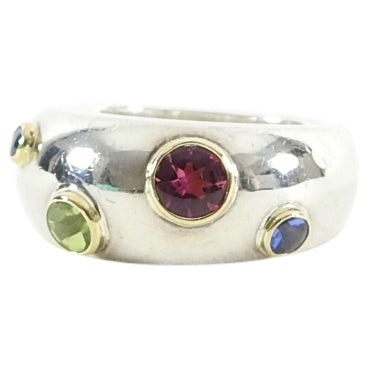 Tiffany & Co. 2001 Vintage Multi Gemstone Sterling Ring - 6.5