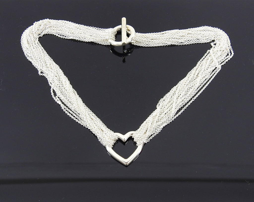 Tiffany and Co. Sterling Silver Multi Mesh Chain Heart Toggle Necklace
