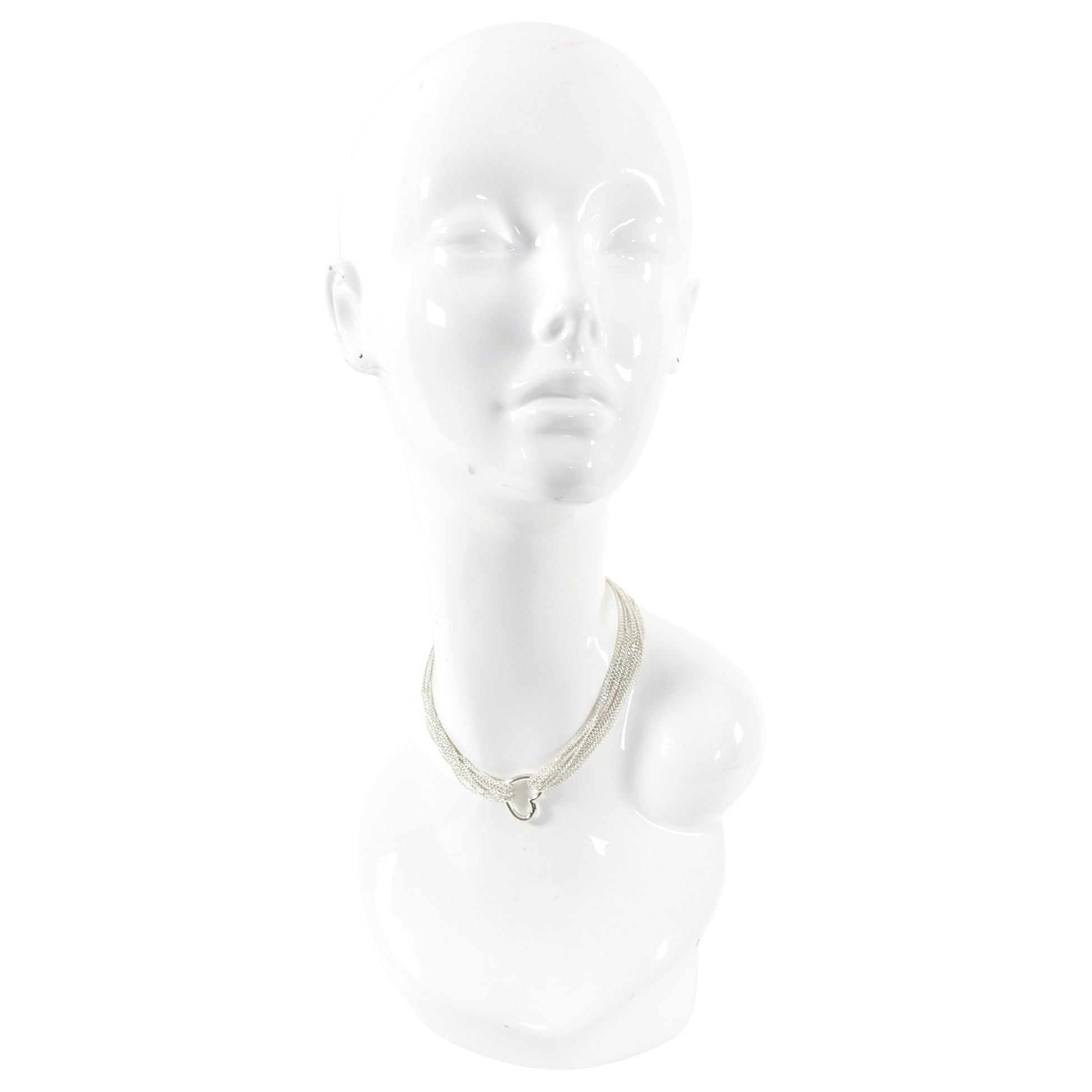 Tiffany and Co. Sterling Silver Multi Mesh Chain Heart Toggle Necklace