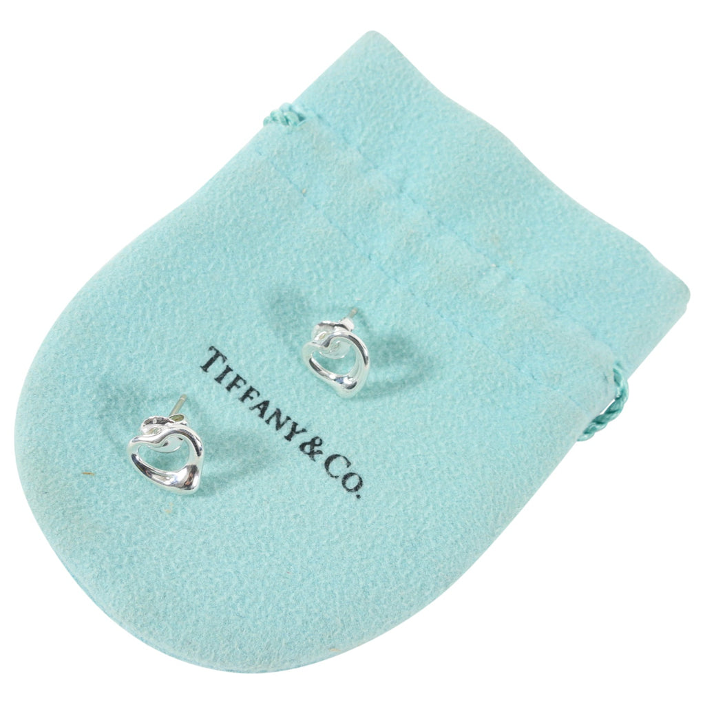 Tiffany and Co. Sterling Silver Elsa Peretti Heart Earrings