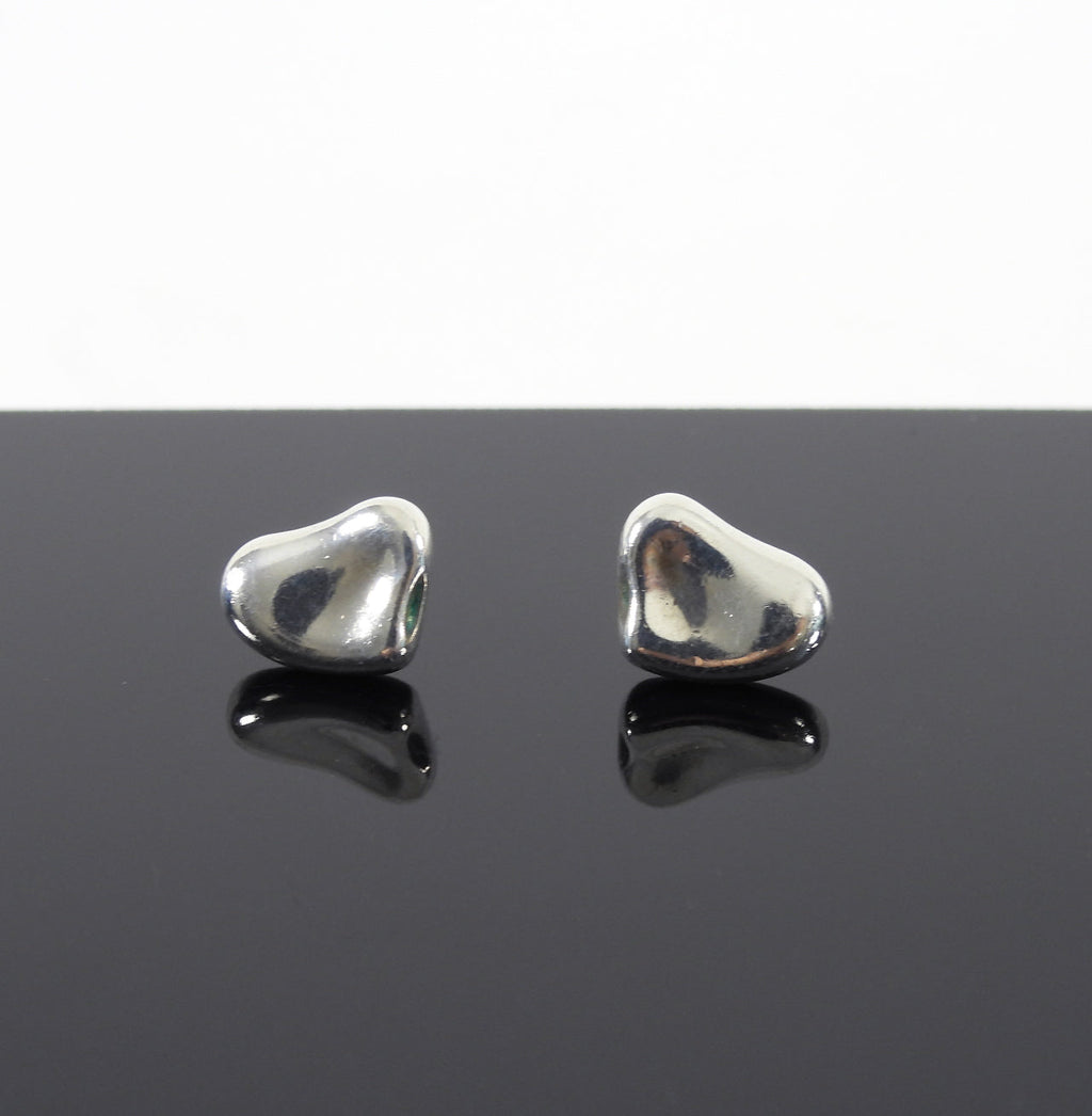 Tiffany & Co. Sterling Silver Elsa Peretti Full Heart Mini Earrings