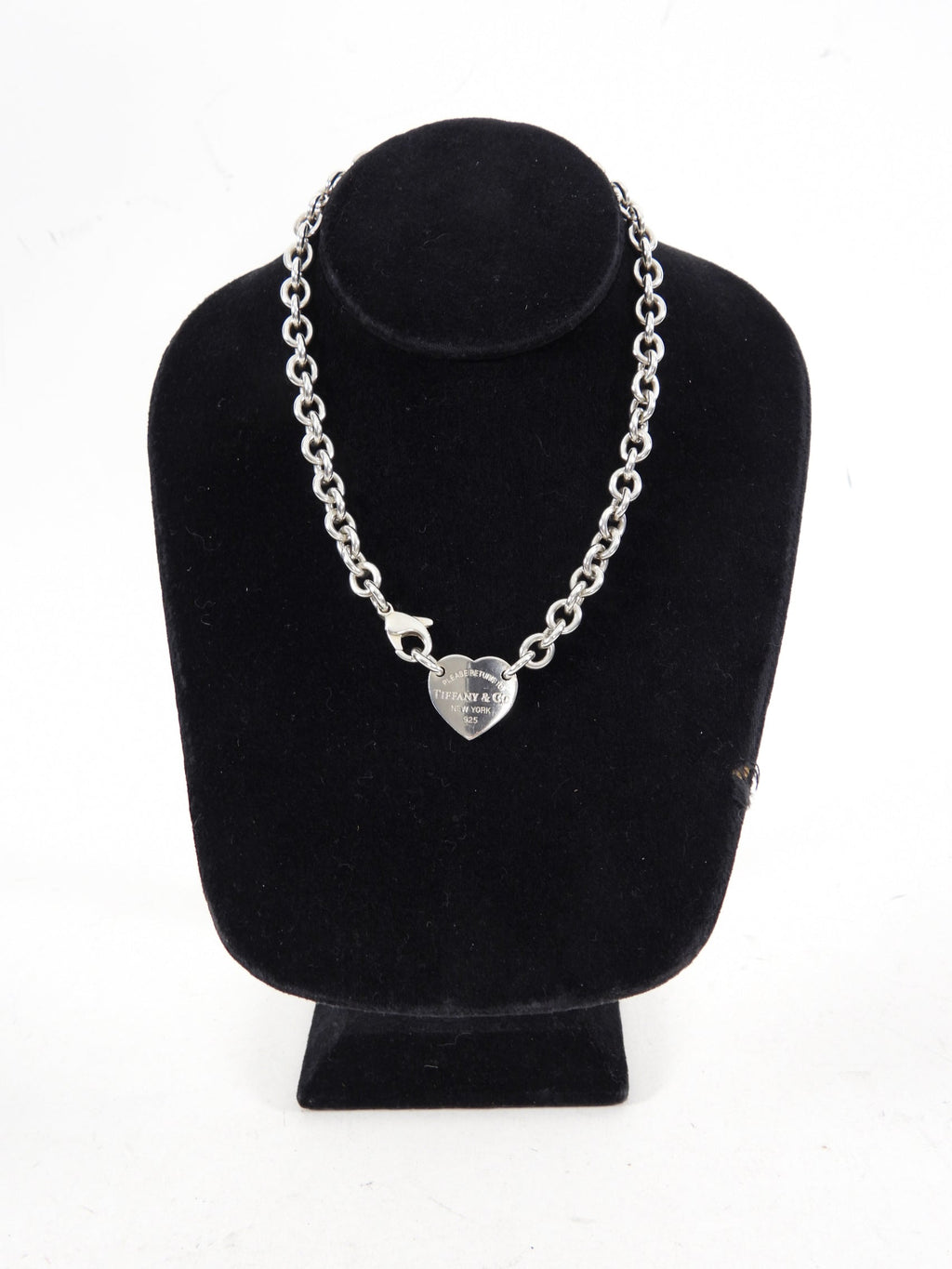 Tiffany & Co.  Sterling Silver Heart Tag Choker Necklace