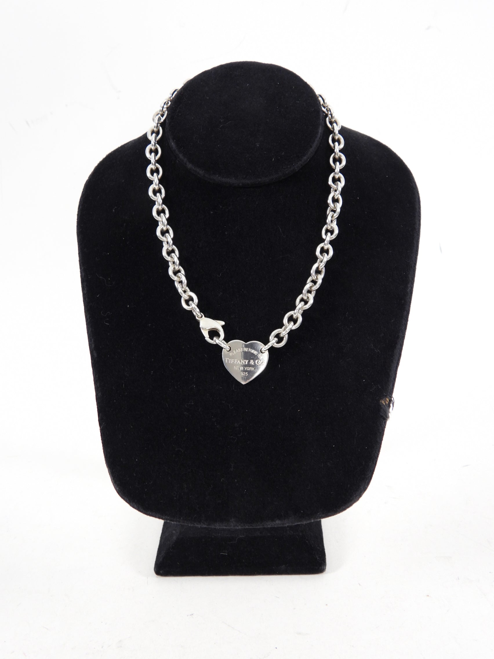 Tiffany & Co.  Sterling Silver Heart Tag Choker Necklace