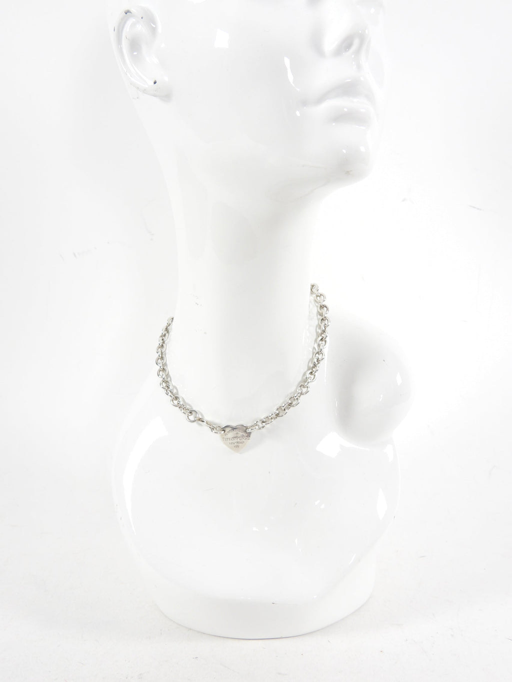 Tiffany & Co.  Sterling Silver Heart Tag Choker Necklace