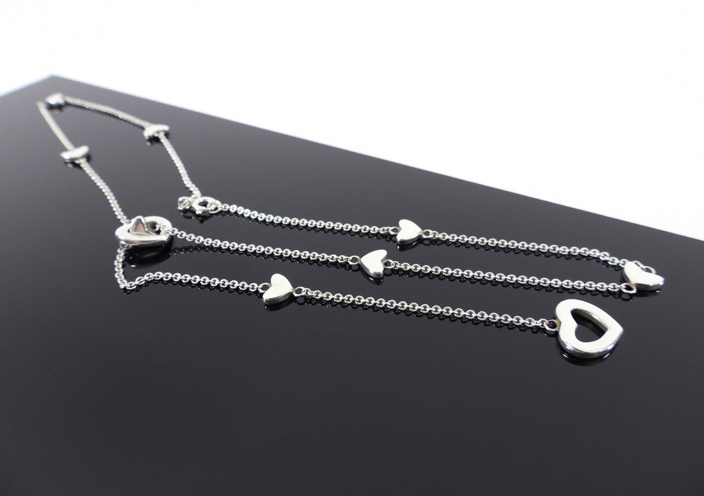 Tiffany & Co. Sterling Silver Open Heart Lariat Station Necklace