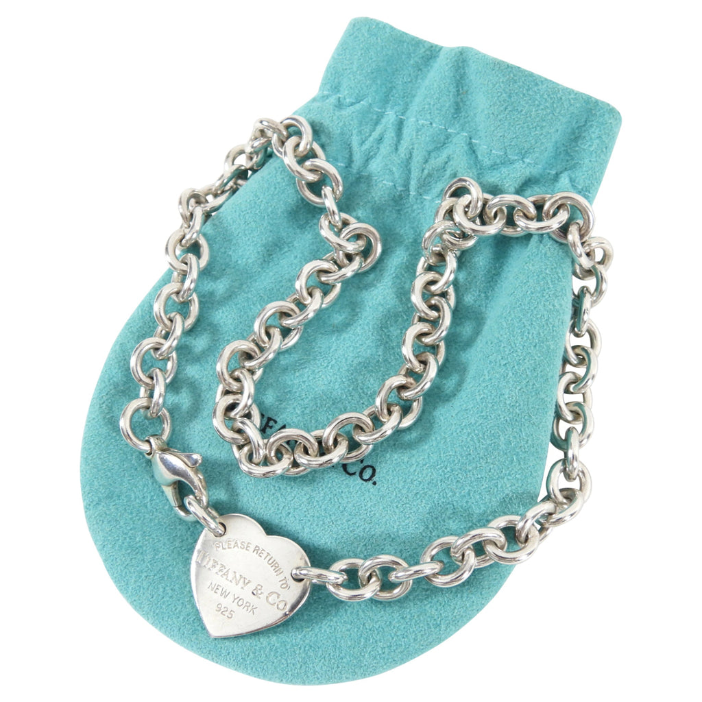 Tiffany & Co.  Sterling Silver Heart Tag Choker Necklace