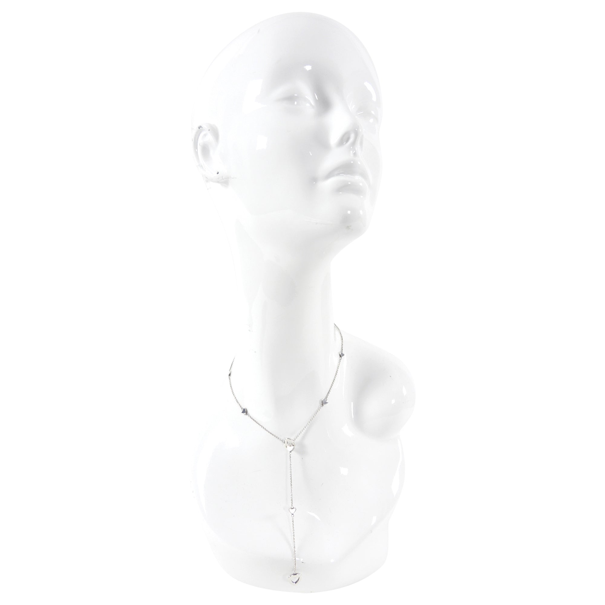 Tiffany & Co. Sterling Silver Open Heart Lariat Station Necklace