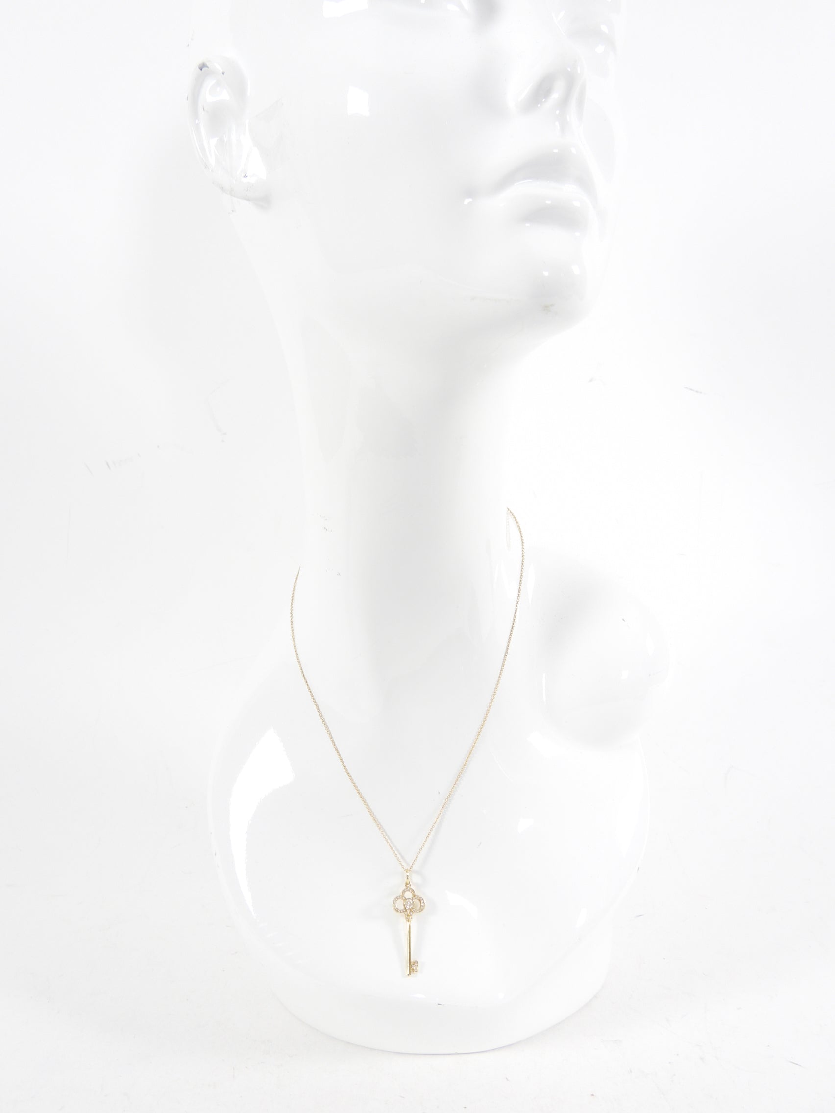 Tiffany & Co.  18k Yellow Gold Diamond Crown Key Necklace