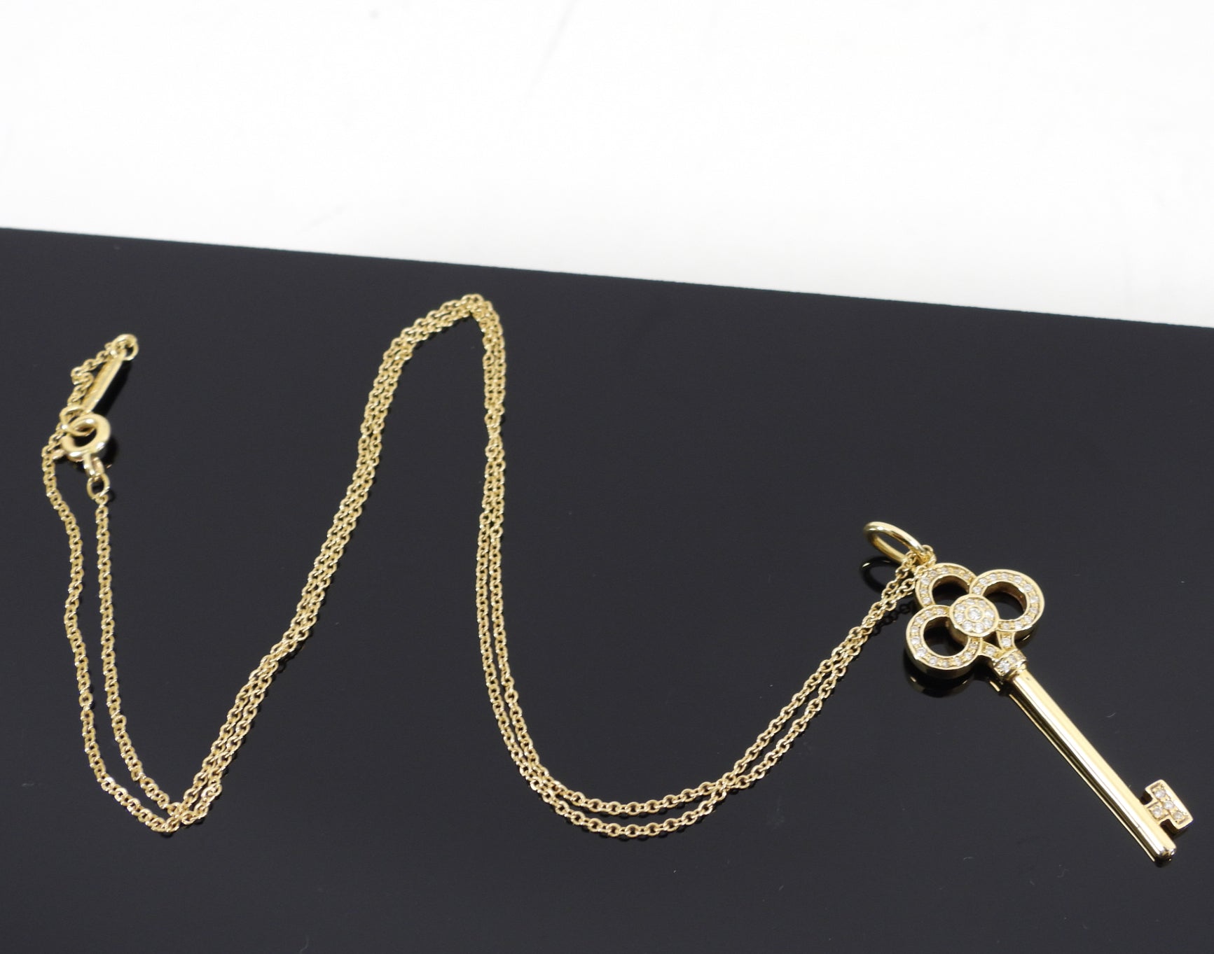 Tiffany & Co.  18k Yellow Gold Diamond Crown Key Necklace