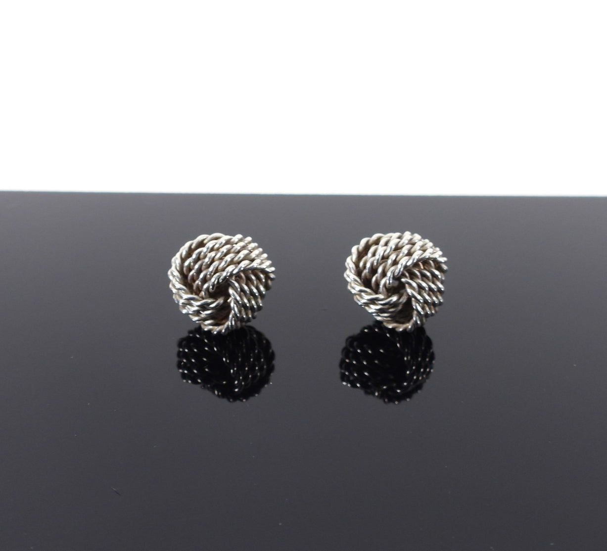 Tiffany & Co. Sterling Silver Twist Knot Ball Earrings