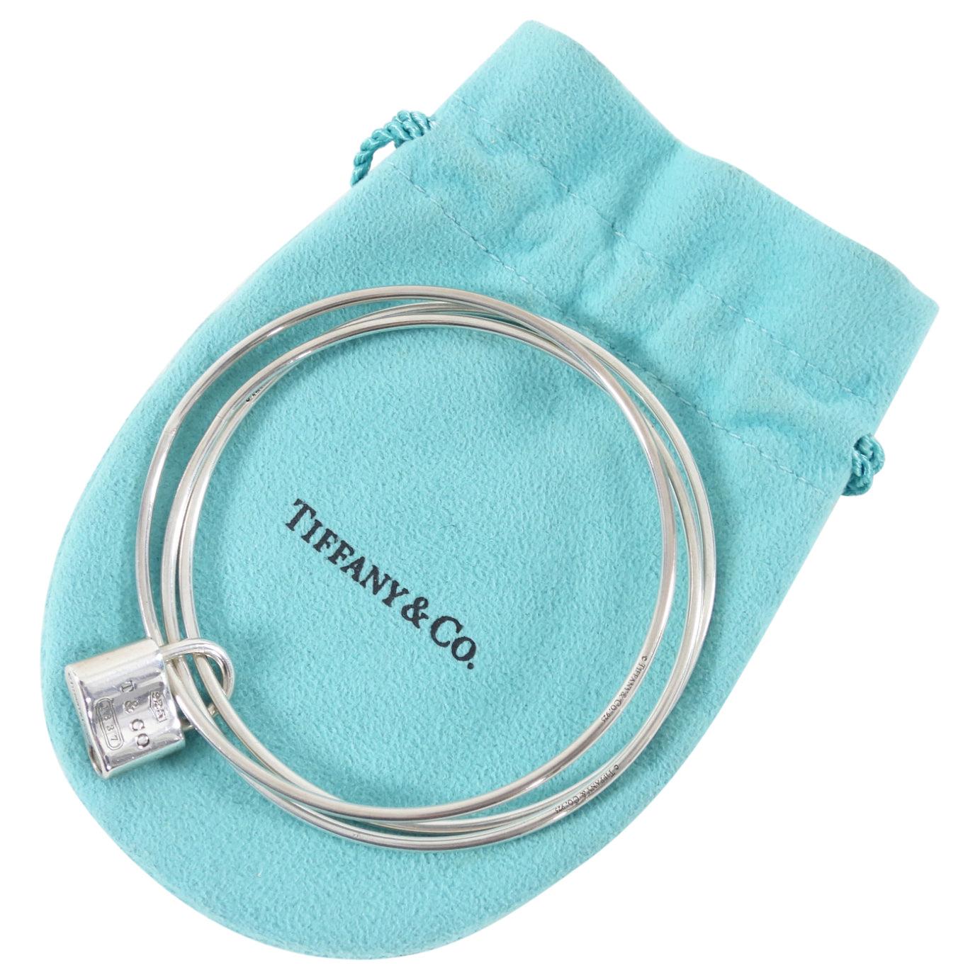 Tiffany & Co. Sterling Triple Bangle with Lock Charm