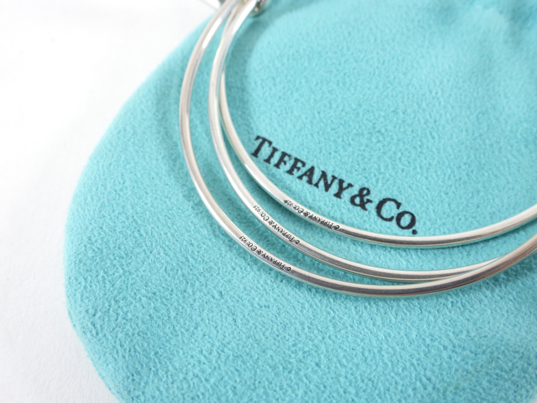 Tiffany & Co. Sterling Triple Bangle with Lock Charm
