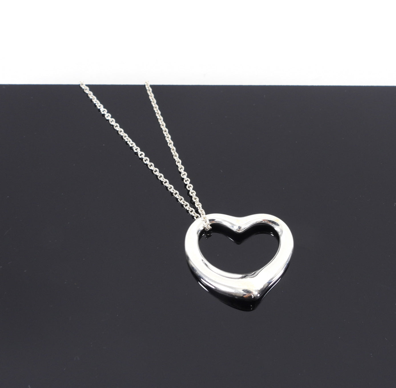Tiffany and Co.  Sterling Silver Elsa Peretti Open Heart Necklace