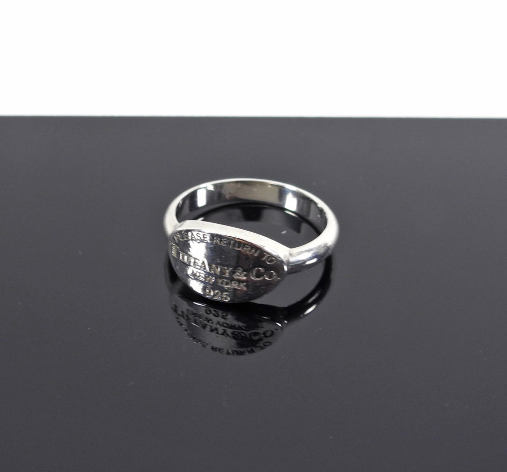Tiffany & Co.  Sterling Silver Oval Tag Ring - 8