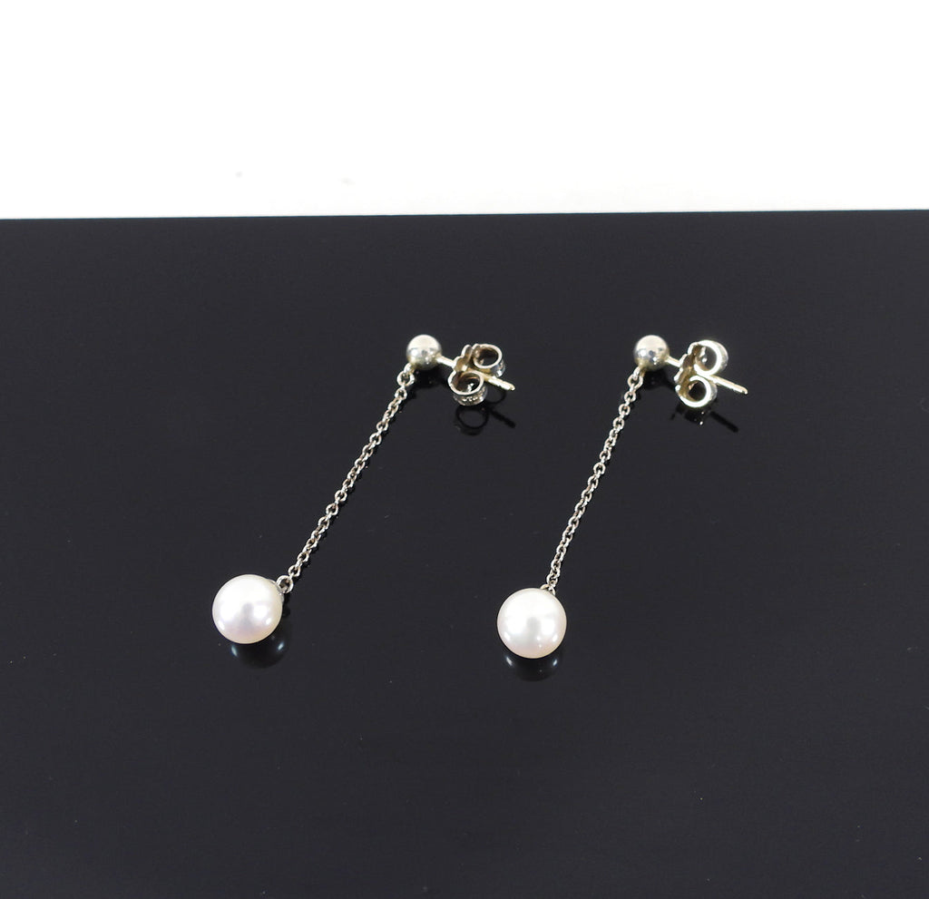 Tiffany & Co. Sterling Silver Pearl Ziegfeld Drop Earrings
