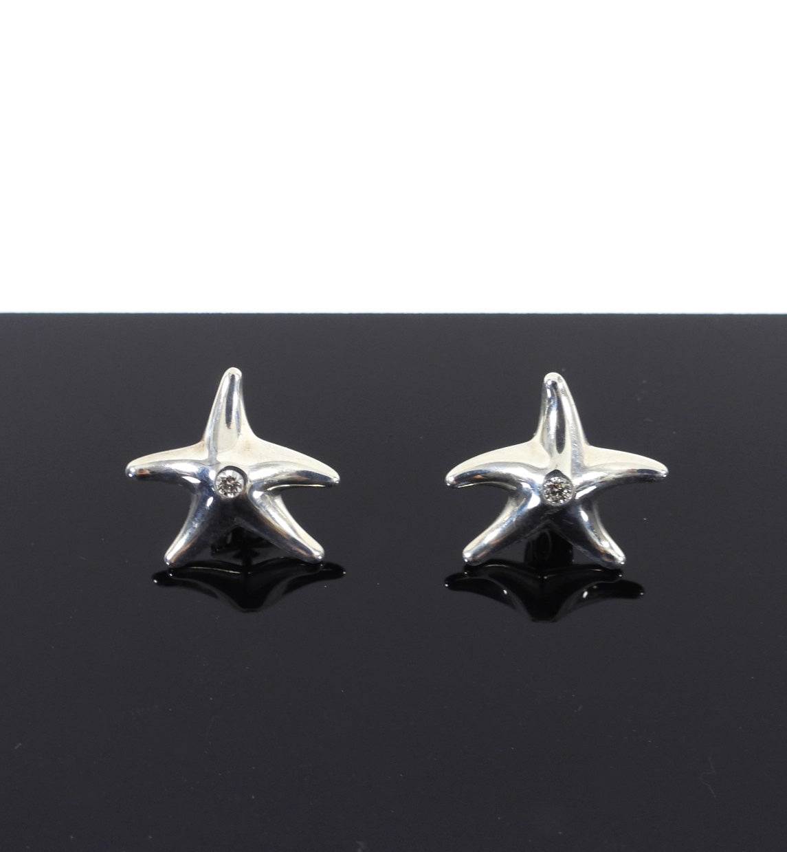 Tiffany &  Co. Elsa Peretti Starfish Silver Diamond Earrings