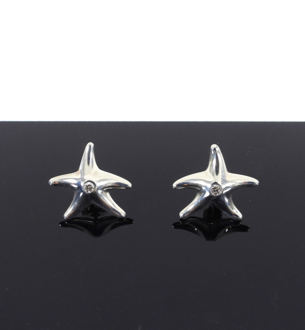 Tiffany &  Co. Elsa Peretti Starfish Silver Diamond Earrings