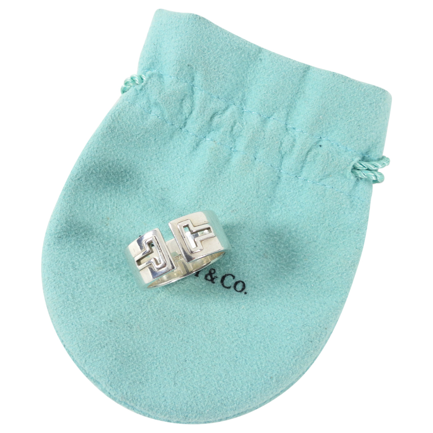 Tiffany & Co.  Sterling Silver T Cut Out Wide Ring - 9-1/4