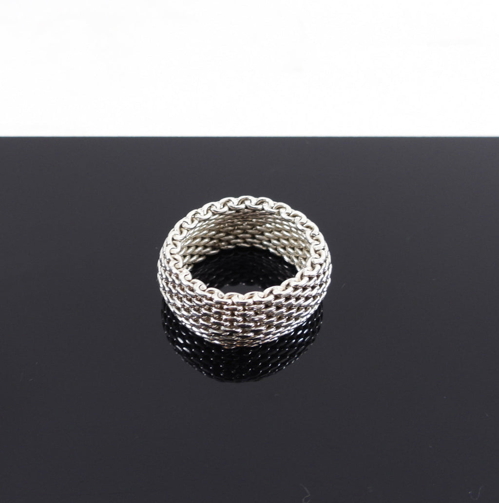 Tiffany Sterling Silver Mesh Somerset Ring - 7