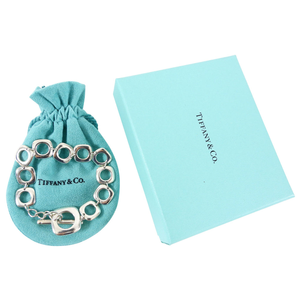 Tiffany and Co. Square Cushion Link Sterling Silver Bracelet