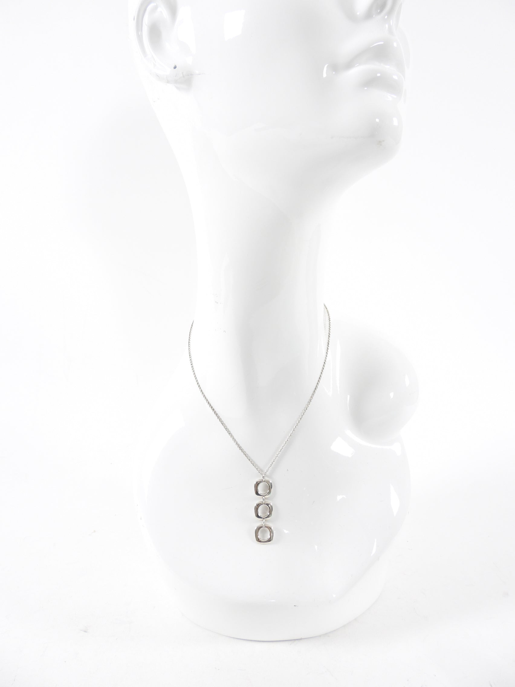 Tiffany and Co. Square Cushion Link Sterling Silver Pendant Necklace