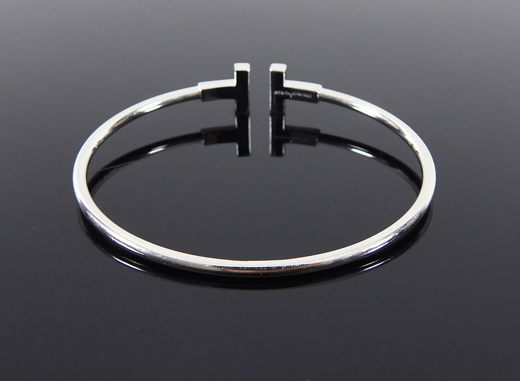 Tiffany T Wire 18k White Gold and Diamond Bracelet