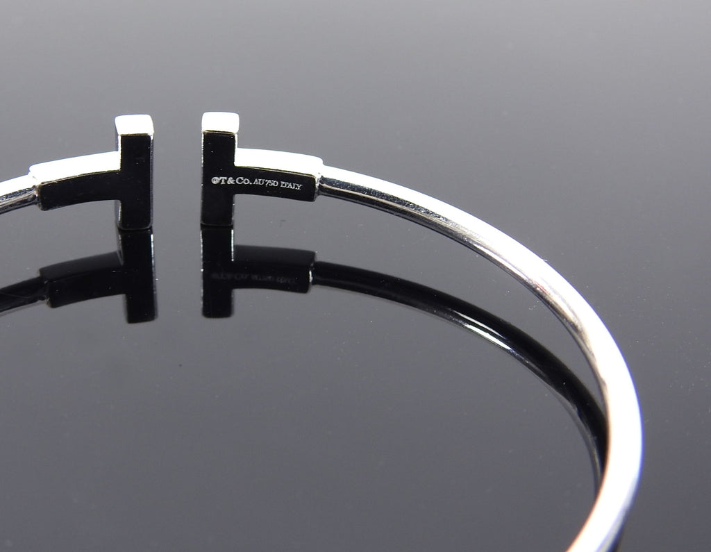 Tiffany T Wire 18k White Gold and Diamond Bracelet
