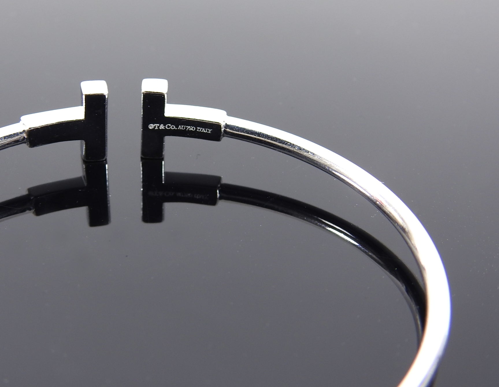 Tiffany T Wire 18k White Gold and Diamond Bracelet