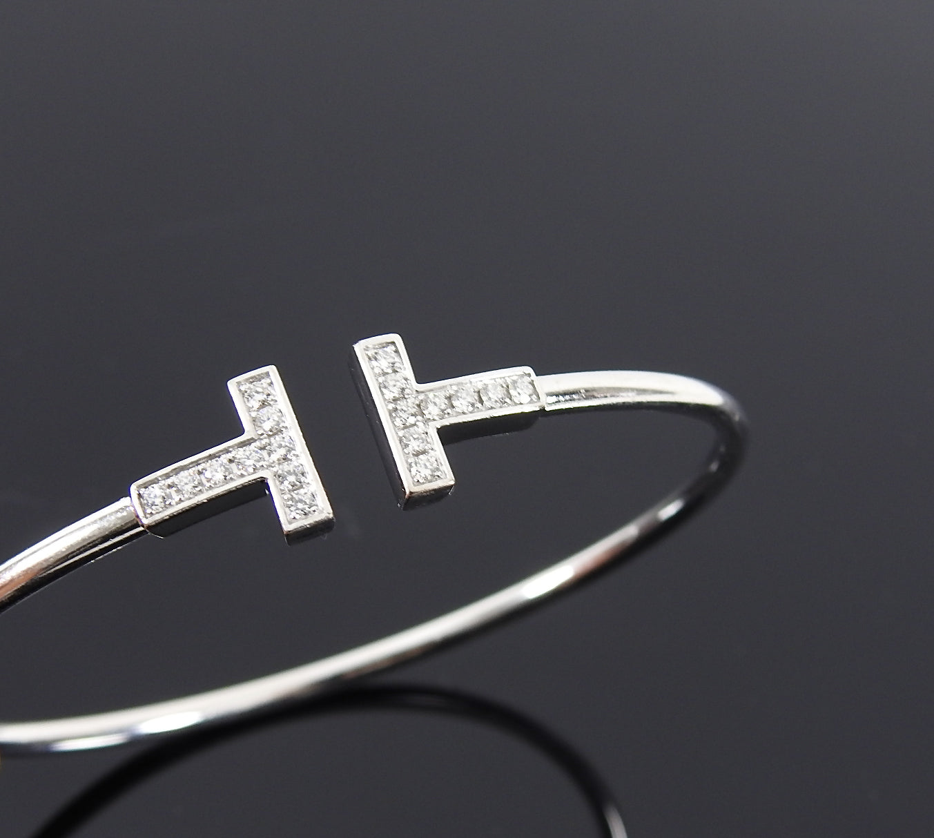 Tiffany T Wire 18k White Gold and Diamond Bracelet