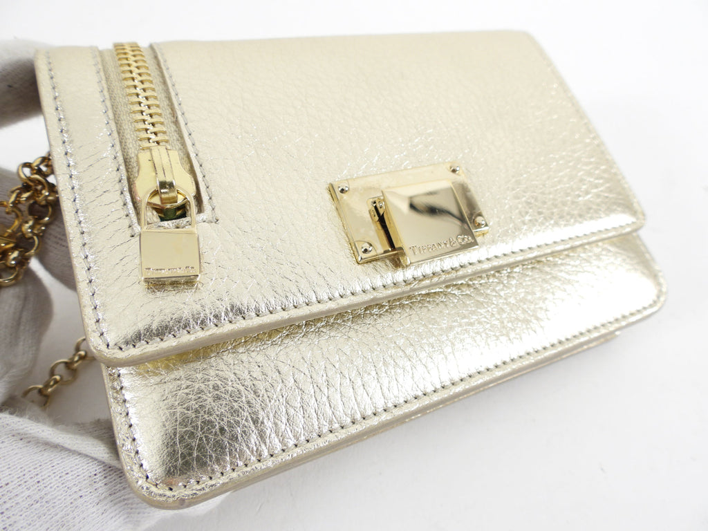 Tiffany & Co. Gold Metallic Small Wristlet Chain Bag