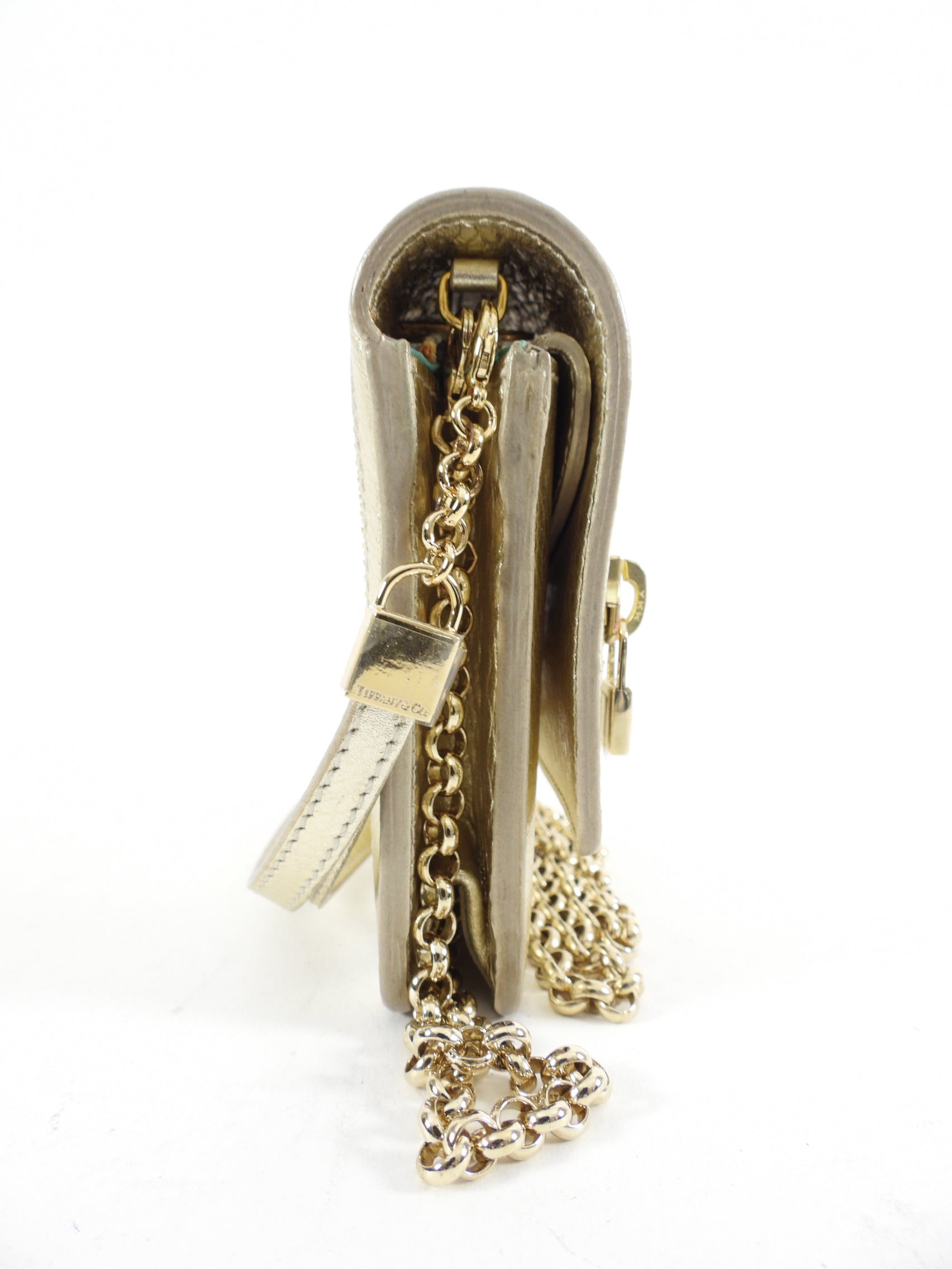 Tiffany & Co. Gold Metallic Small Wristlet Chain Bag
