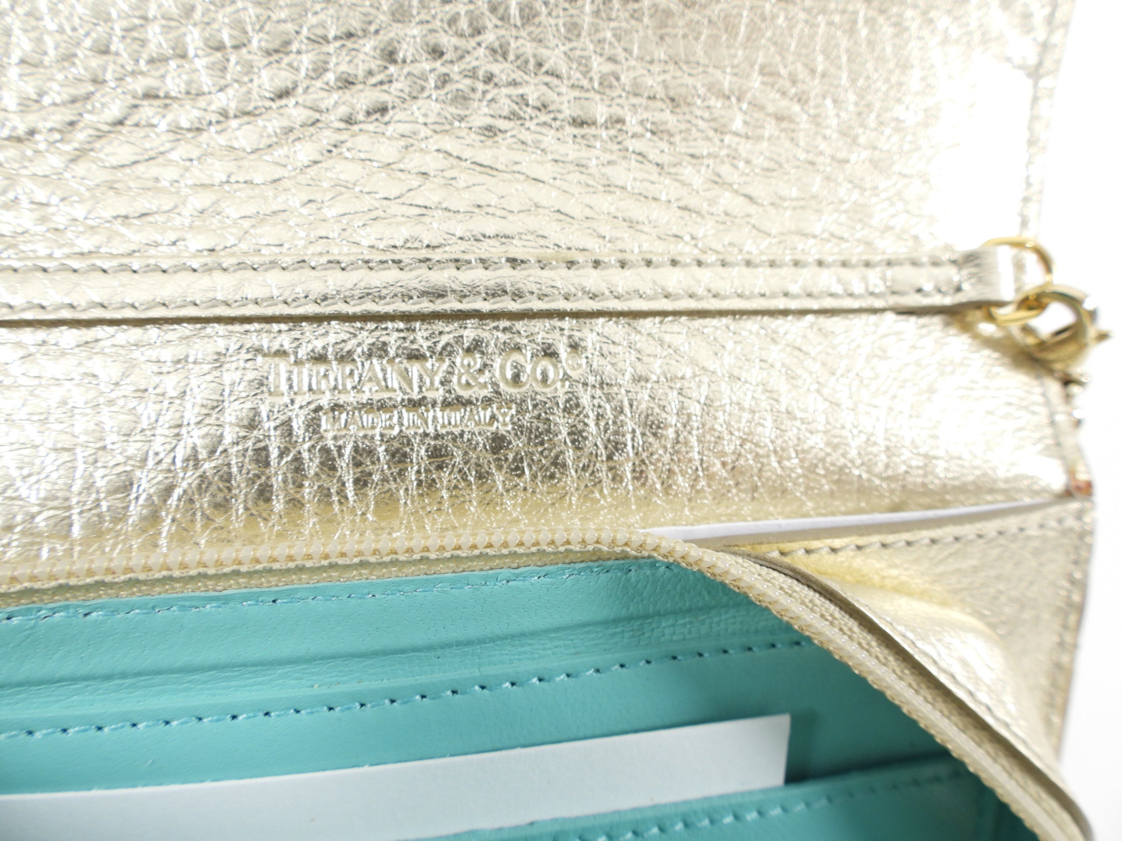 Tiffany & Co. Gold Metallic Small Wristlet Chain Bag