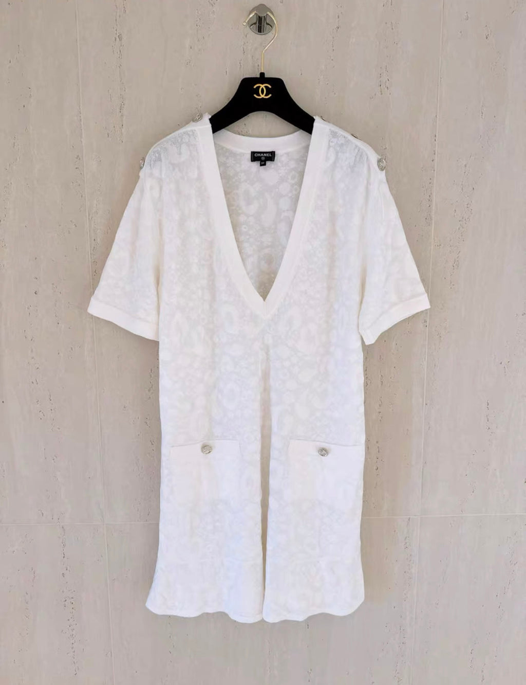 Chanel 23A white V-neck dress