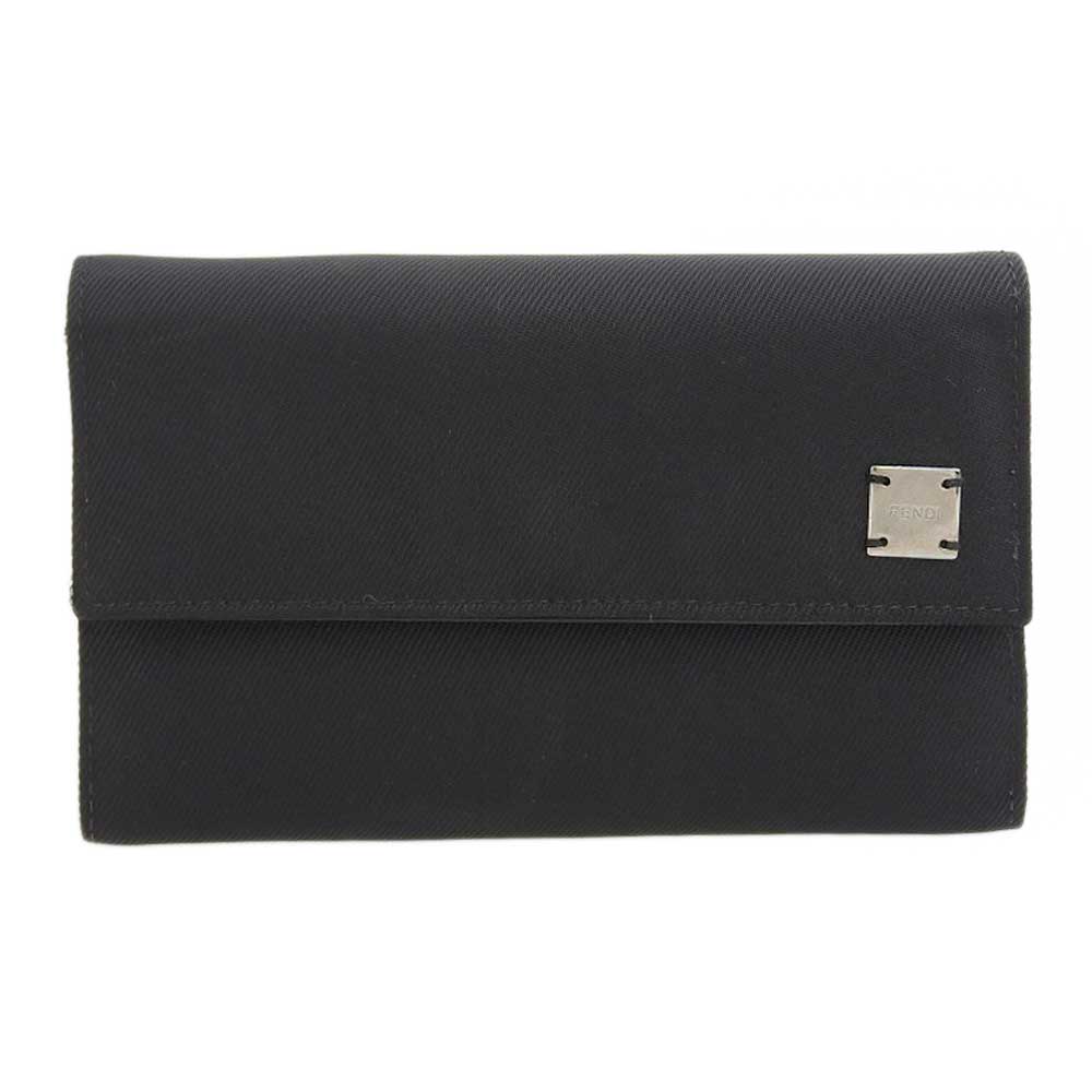 Fendi Logo Tri-Fold Wallet Black